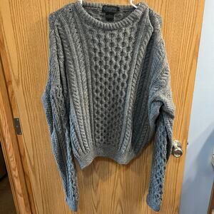 JG Glover Peregrine Pure Wool Gray Ribbed Sweater Size Large